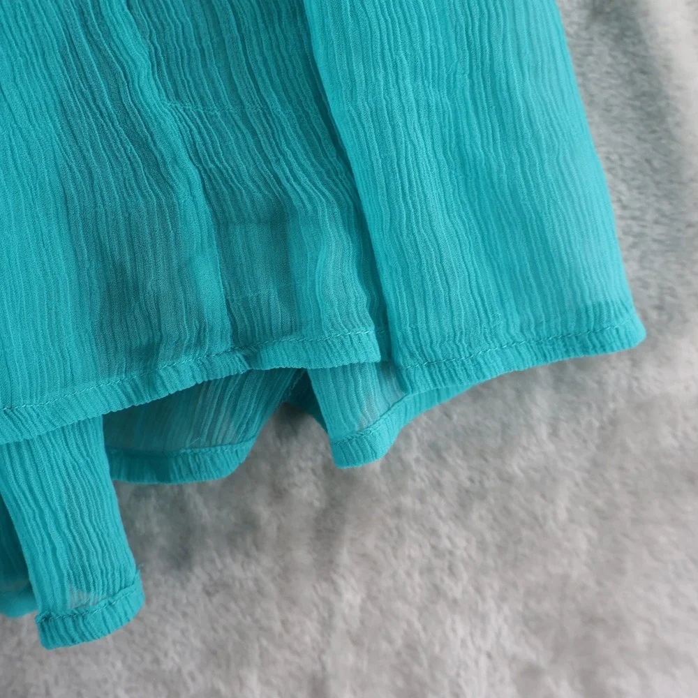 Sundance Tiered‎ Ruffle Midi Dress Womens Small Teal Blue Lyocell Boho Flutter
